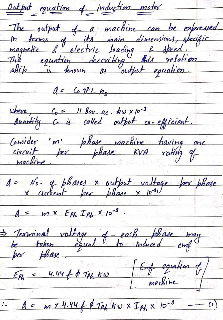 Output Equation of an A.C. Machine