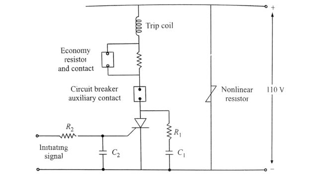 Thyristor tripping circuit