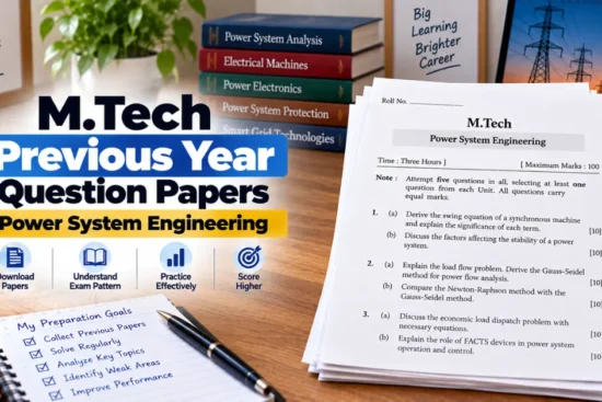 MTech Power System Previous Year Question Papers PDF